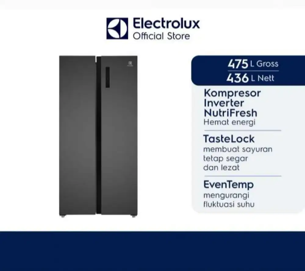 KULKAS 2 PINTU ELECTROLUX SIDE BY SIDE ULTIMATE TASTE ESE4500A-B