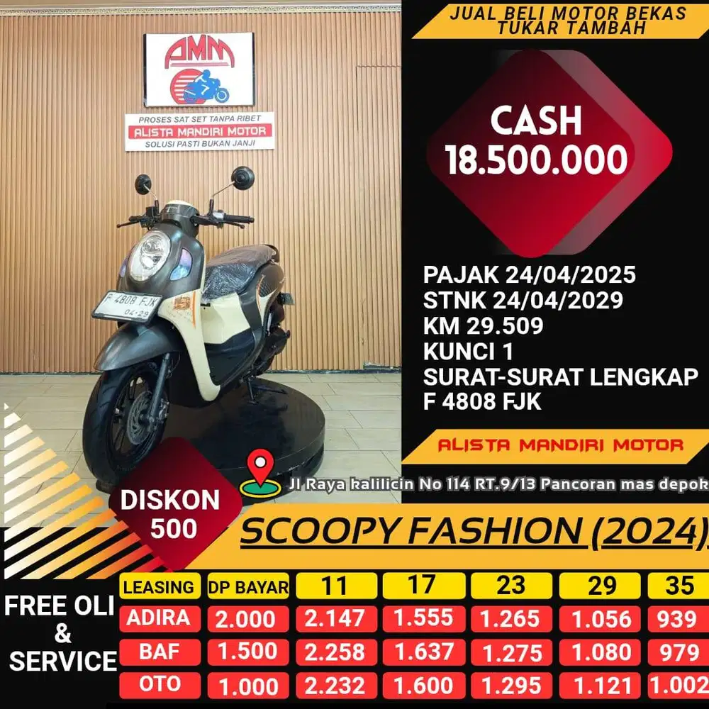 SCOOPY FASHION 2024 MOTOR SCOOTER MATIC HARGA TERJANGKAU  DI KREDI