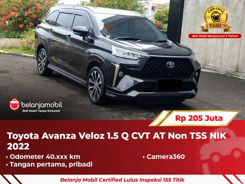[ GARANSI 5TH ] Toyota Avanza Veloz 1.5 Q CVT AT Non TSS 2022 2023