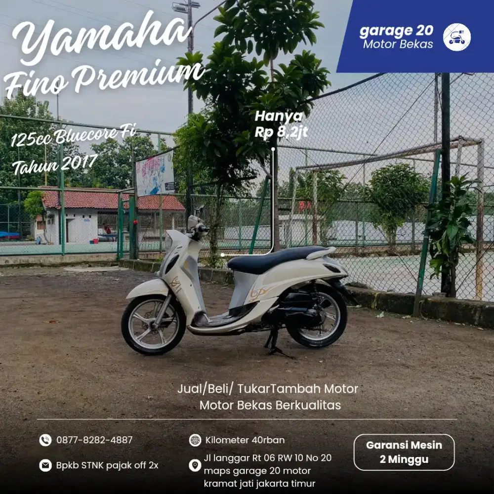 Yamaha Fino 125cc Premium Bluecore Fi Tahun 2017 pajak off