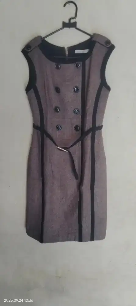 Baju dress motif hitam coklat,import Singapur.