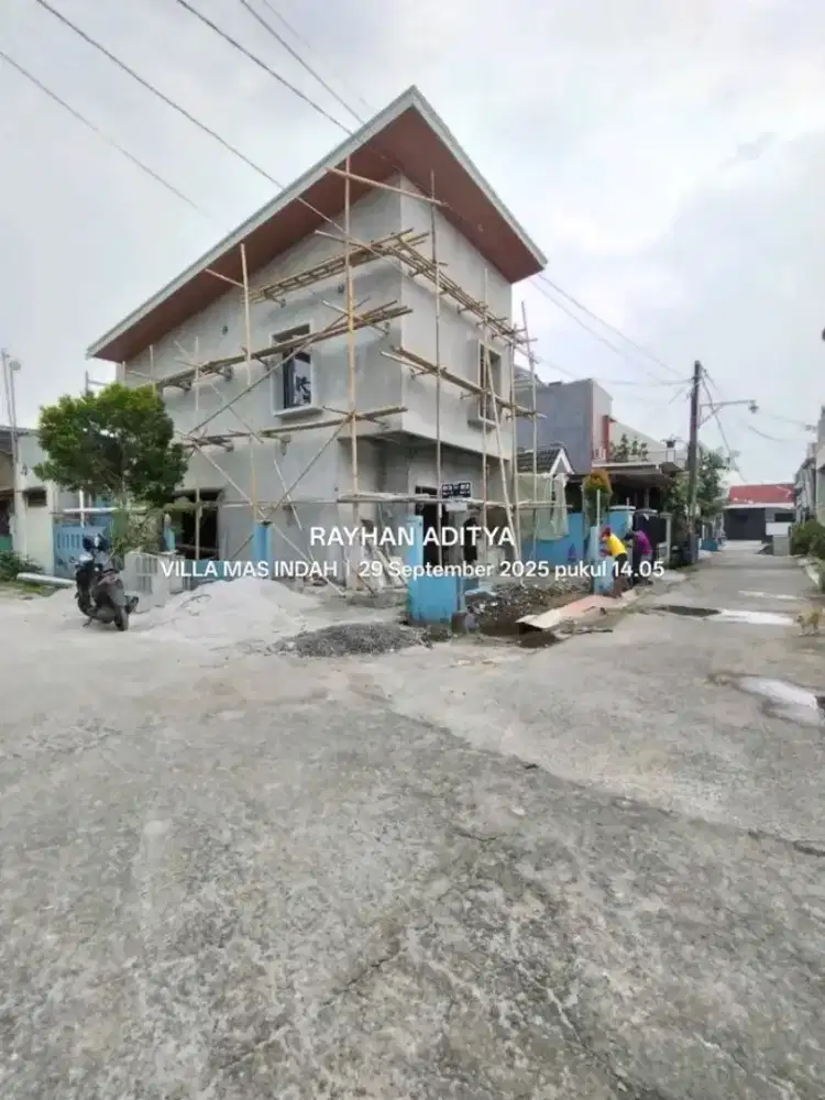 Dijual rumah 2 lantai on progres finishing di vila mas indah, perwira