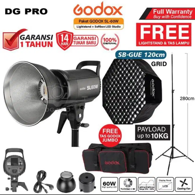 Paket GODOX SL-60W / Lightstand + Softbox - LED STUDIO