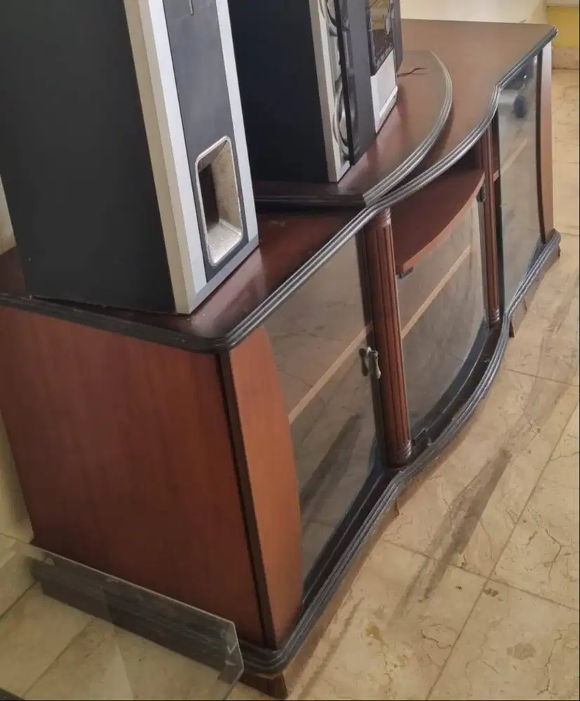 Rotating Top TV Meja Kayu