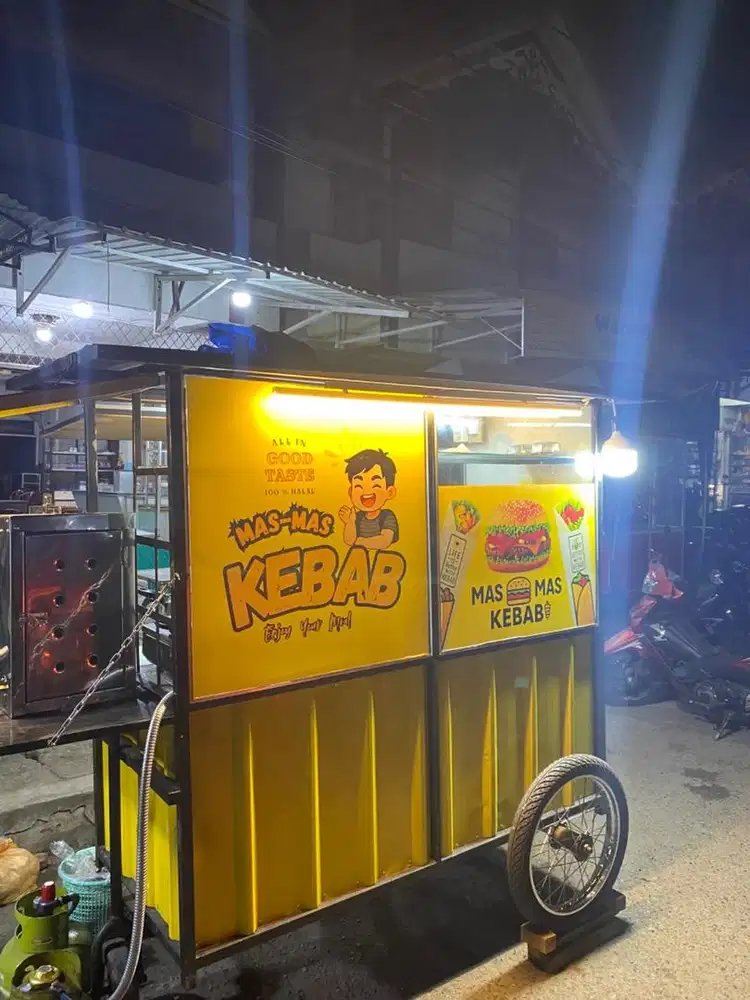Dijual gerobak kebab lengkap satu set jualan