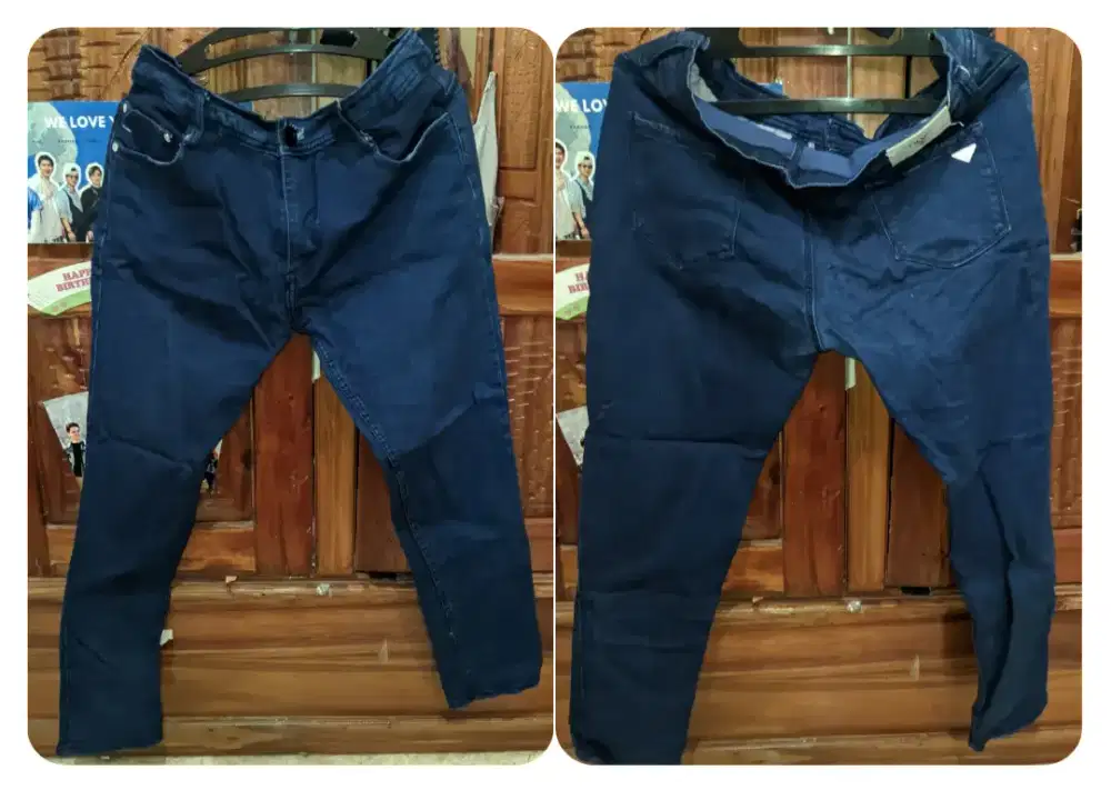 Jeans Biru dan Celana Kain Abu Wanita