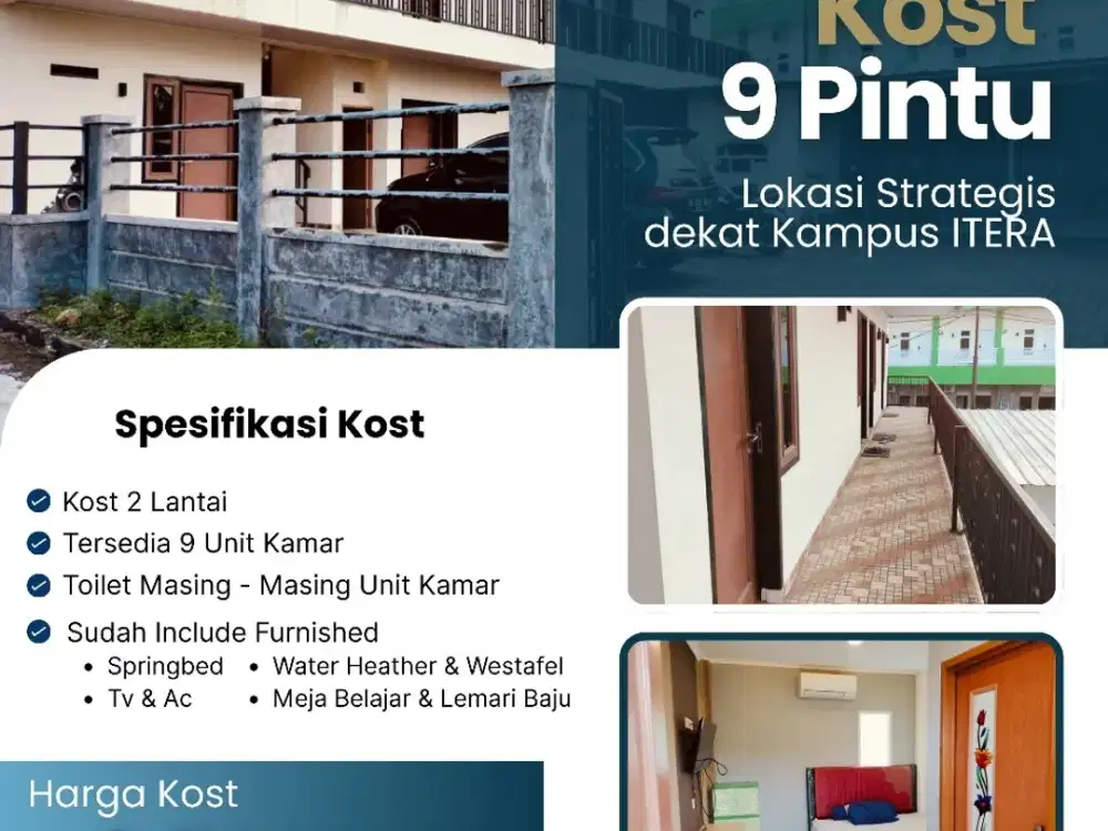 KOS EXLUSIVE MAHASISWA ITERA LUAS TANAH 536 M2
