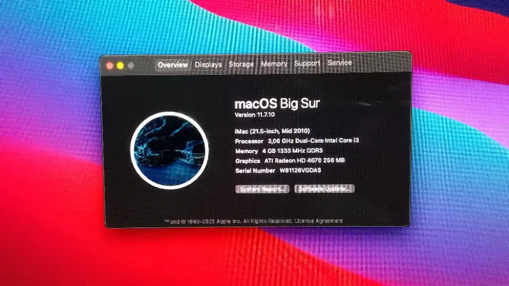 iMac 21.5 inch ram 4gb HDD 500gb bigsur