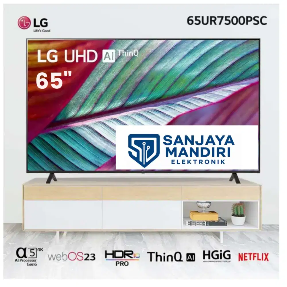 LG Real 4K UHD 65 Smart TV 65UR7500 ThinQ AI WebOS Garansi Resmi
