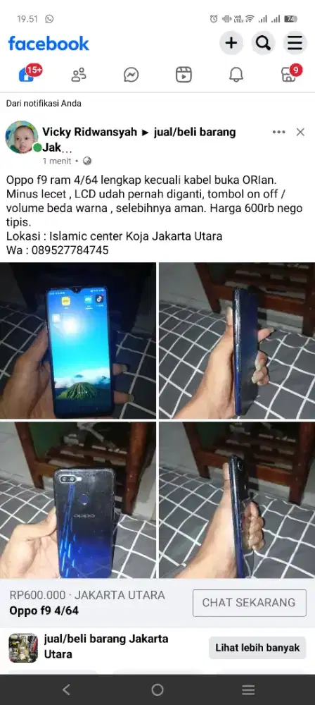 Oppo f9 4/64 pemakaian cewek