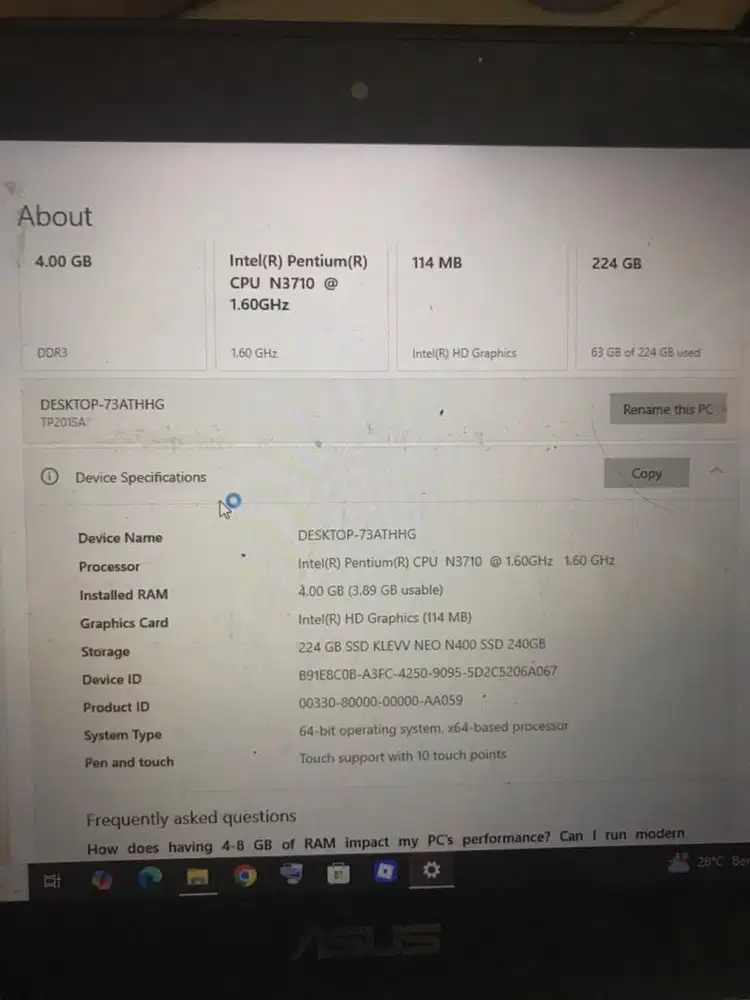Laptop Asus (Toucscreen)