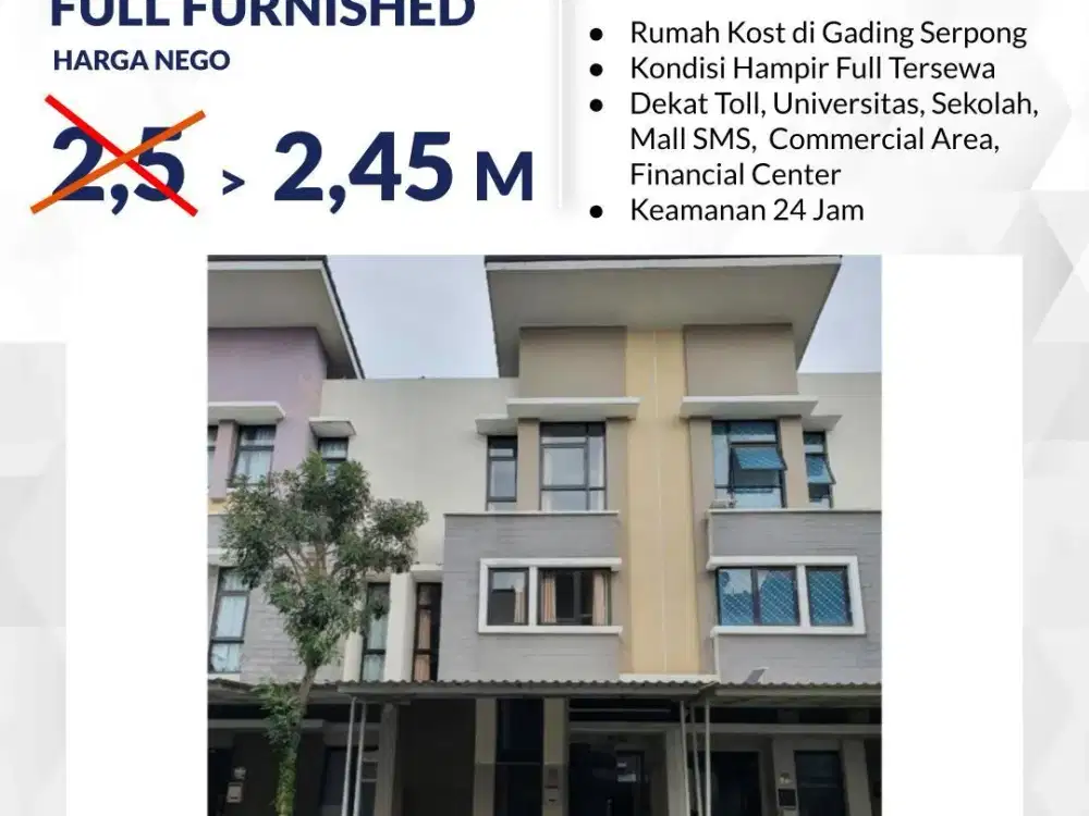 Rumah Kos Allogio Gading Serpong Full Tersewa Lokasi Strategis