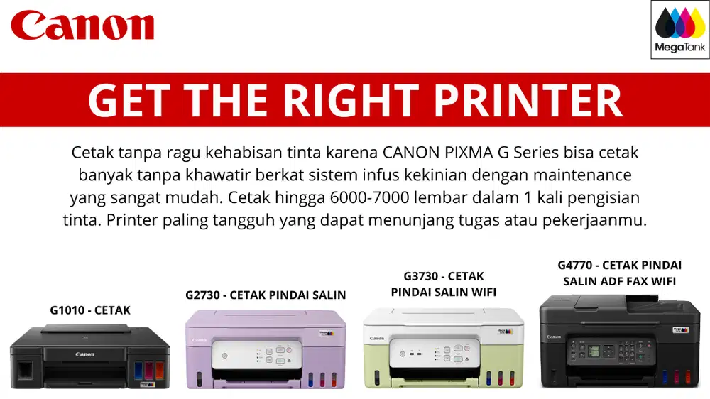 Printer Canon PIXMA G Series Garansi 3 Tahun