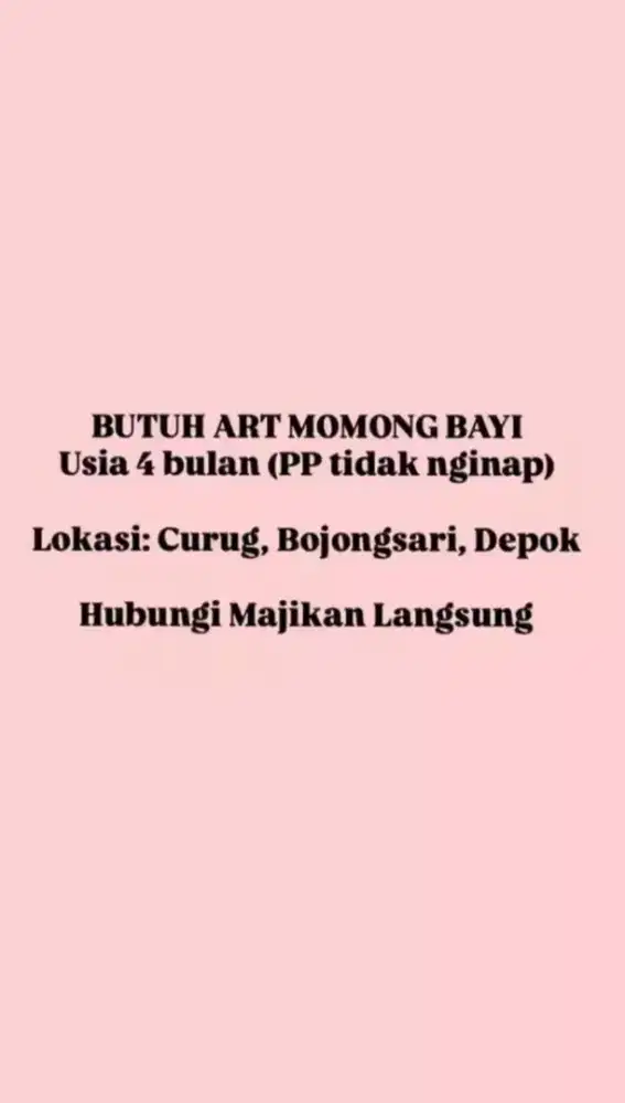 PENGASUH BAYI - MOMONG BAYI - BABY SITTER