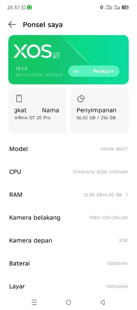 Infinix gt 20 pro ram 12/256 dimensity 8200