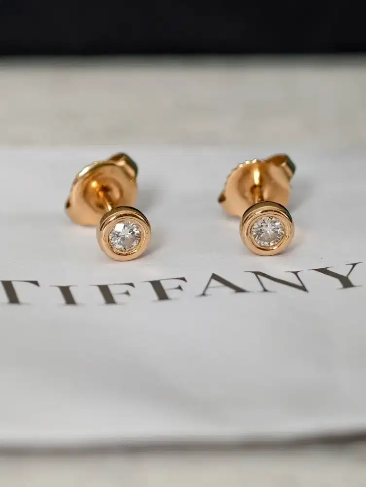 TIFFANY & CO FINE JEWELRY ELSA PERETTI DIAMONDS AU750 EARRINGS