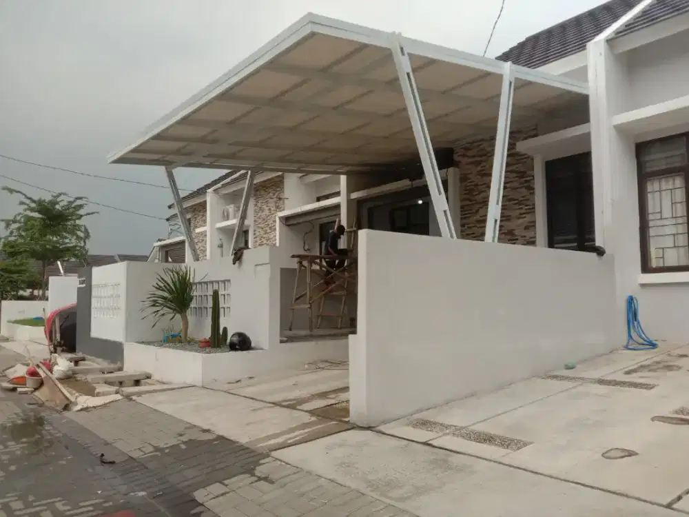 Kanopi atap alderon singel cet rangka terpasang