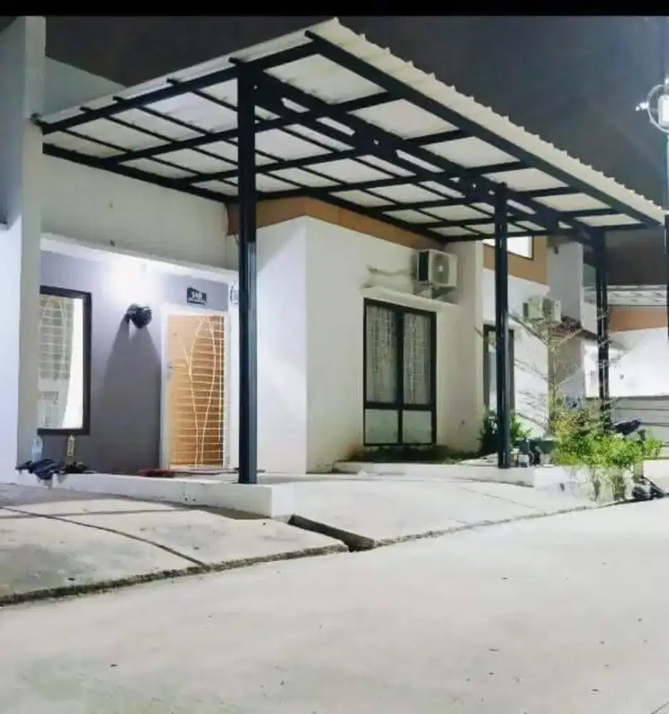 Kanopi atap alderon singel rangka cet terpasang