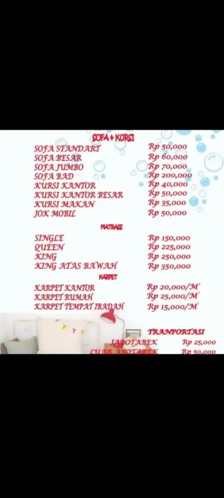Jasa cuci sofa&kursi, dll