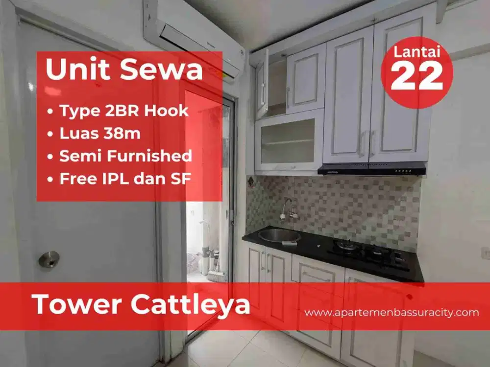 Sewa 2BR Hook atas mall semi furnished apartments Bassura City
