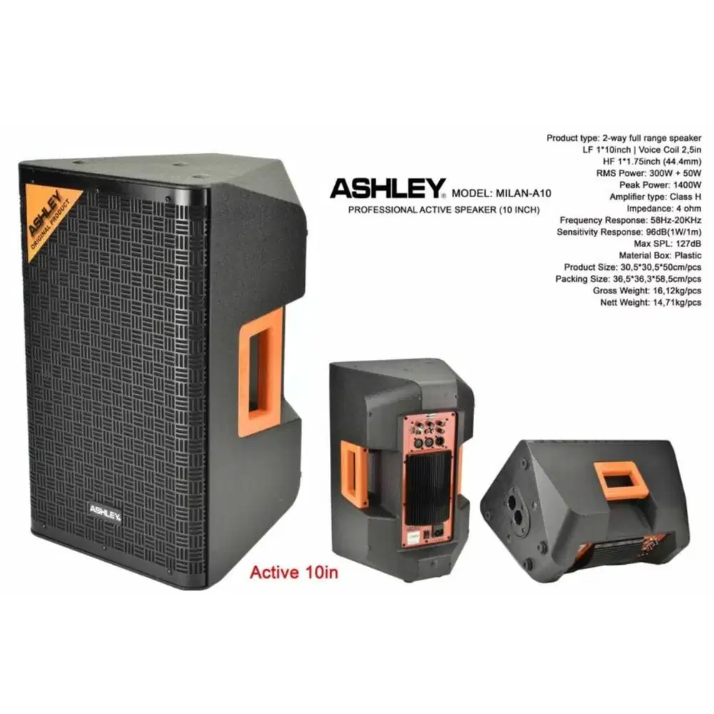 Speaker Monitor Aktif 350 watt 10 Inch ASHLEY MILAN A10 MILAN A ORI