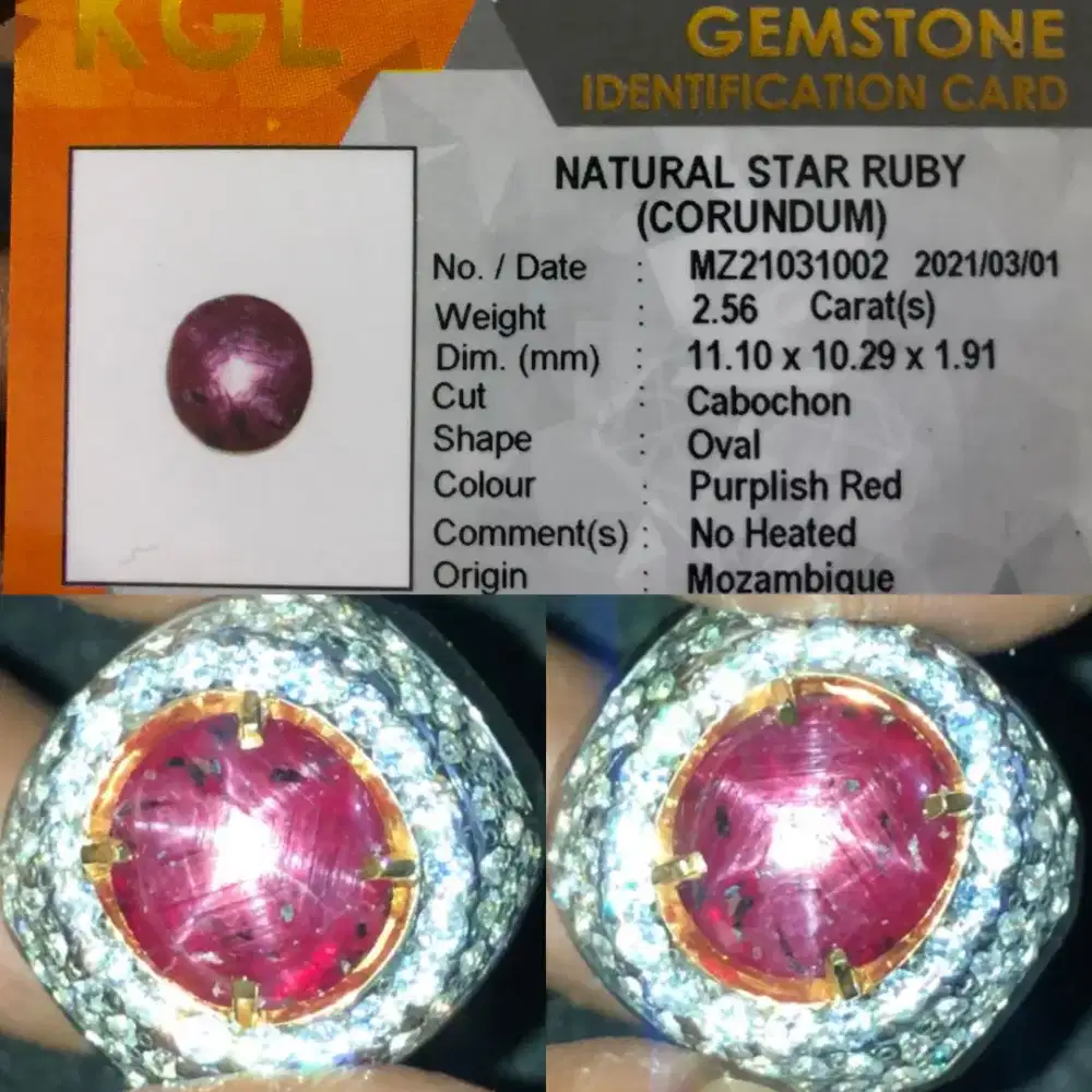 NATURAL  RUBY STAR NO HEAT 2.56 CTS