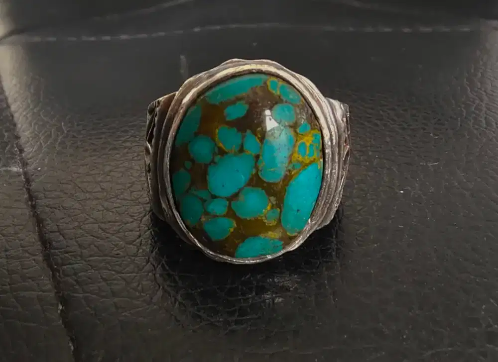 cincin perak pirus kuno ( biru telor burung Robin)
