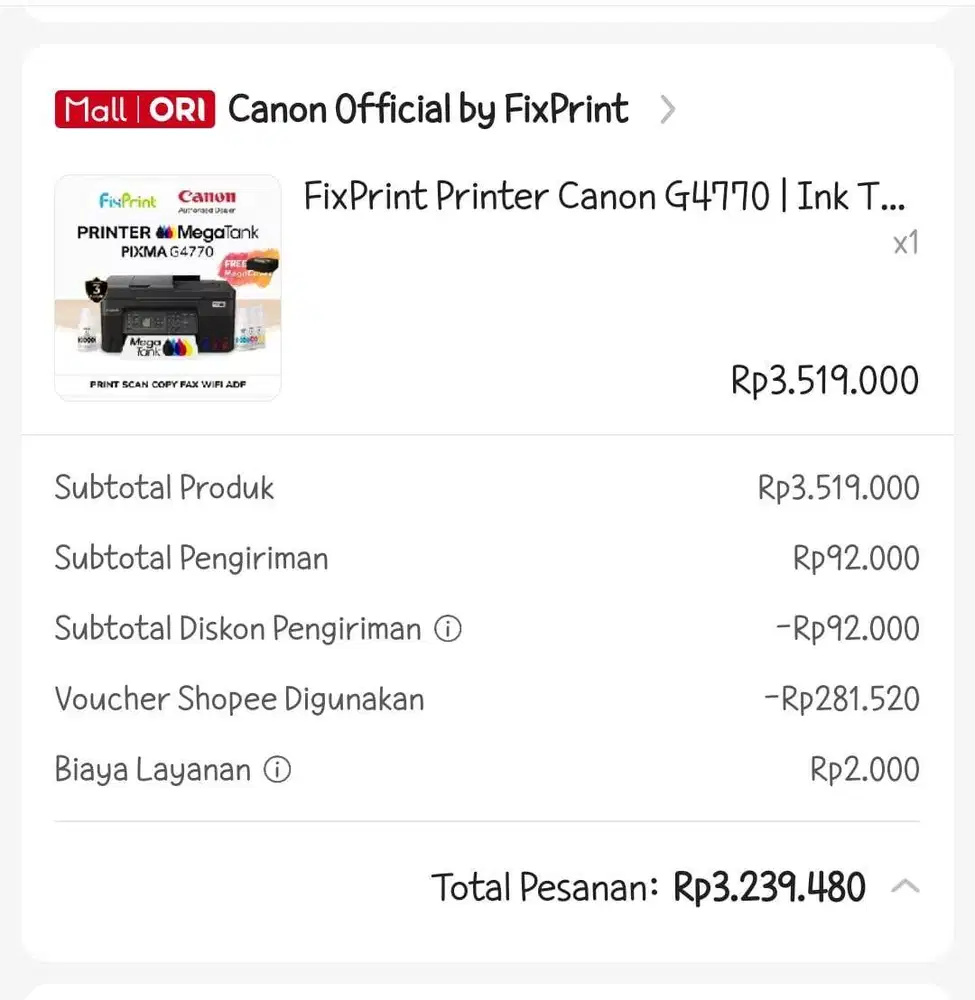 Dijual Printer Canon G4770 Bekas – Kondisi Seperti Baru