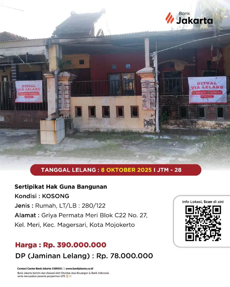 LELANG BANK DKI - DIJUAL VIA LELANG RUMAH GRIYA PERMATA MERI BLOK C2