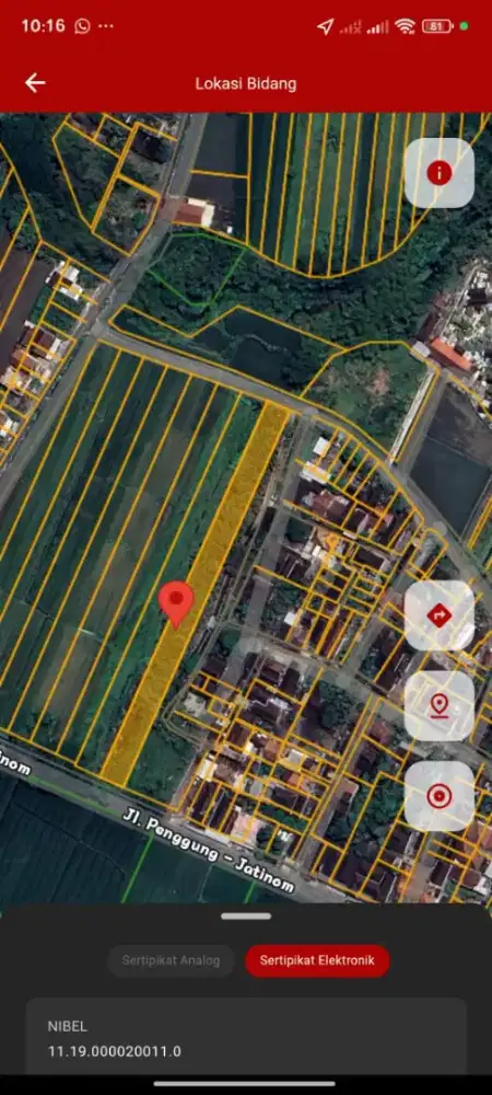 DIJUAL TANAH ,ZONA KUNING / PEKARANGAN