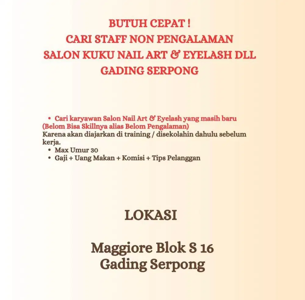 CARI CEPAT KARYAWAN SALON KUKU DITRAINING DAHULU DAN GAJI MENARIK