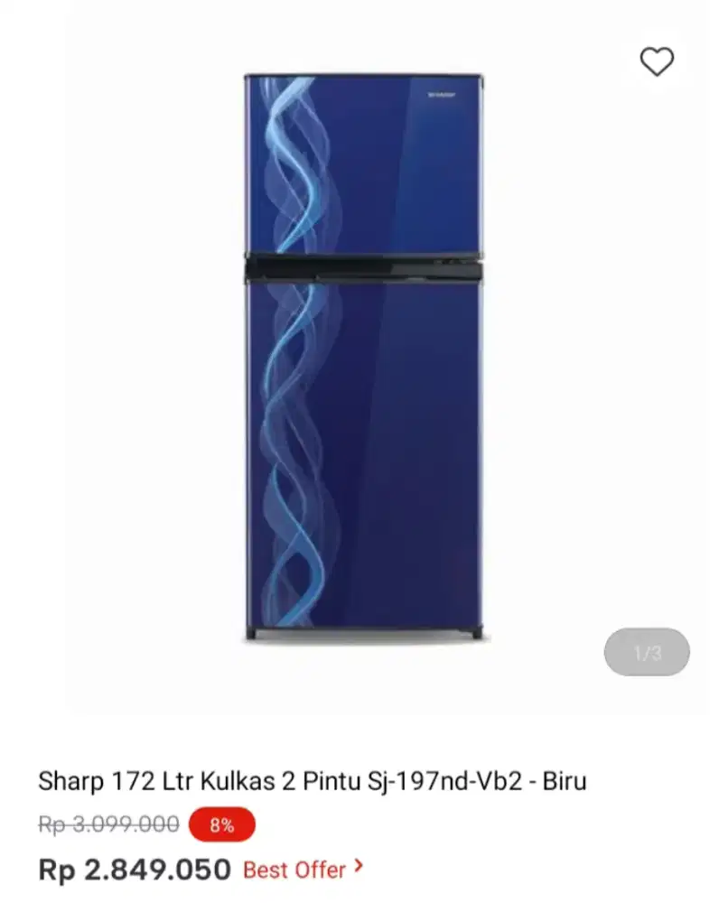 Sharp 172 Ltr Kulkas 2 Pintu Sj-197nd-Vb2 - Hitam