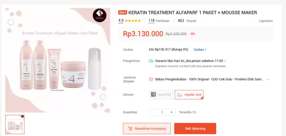 KERATIN TREATMENT ALFAPARF 1 PAKET + MOUSSE MAKER