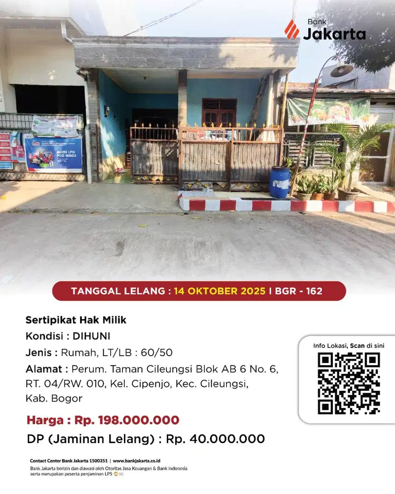 LELANG BANK DKI - DIJUAL VIA LELANG RUMAH PERUM TAMAN CILEUNGSI