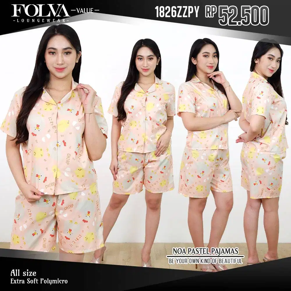 FOLVA Baju rumah kemeja wanita katun halus set celana busui 1826ZZPY