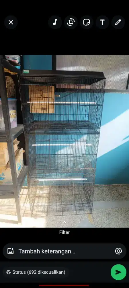 Kandang kotak ukuran 60 X 40. Kondisi masih bagus. Baru pake 1 bulan.