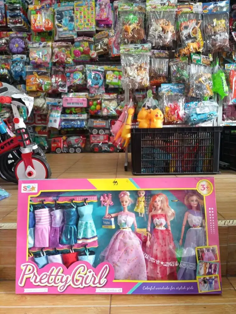 mainan anak barbie set isi 3