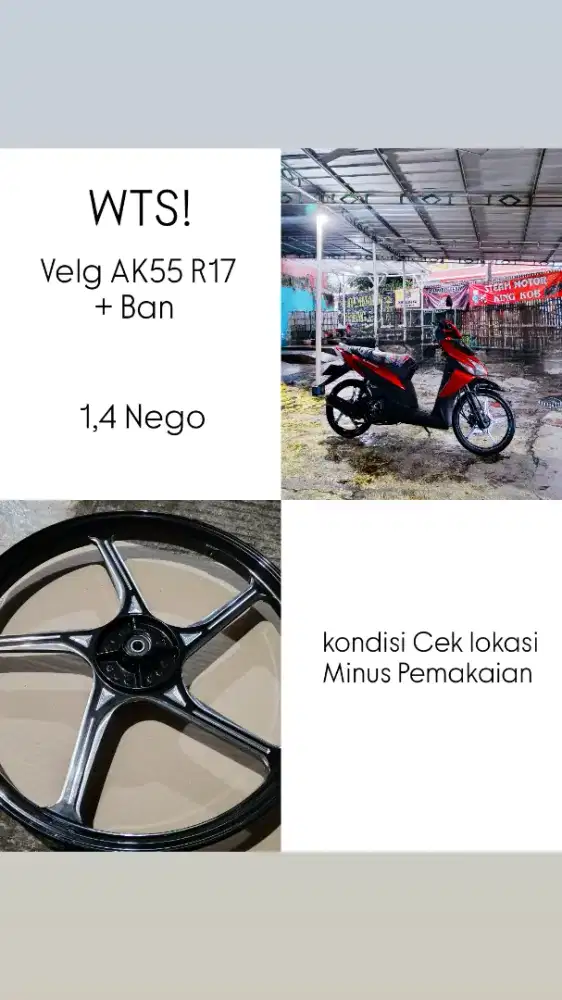 Jual cepat velg vrossi ak55 r17 include ban