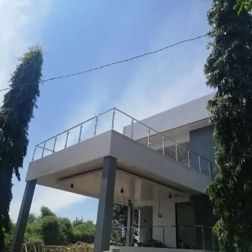 Railing tangga kaca & reling balkon stainless steel #01
