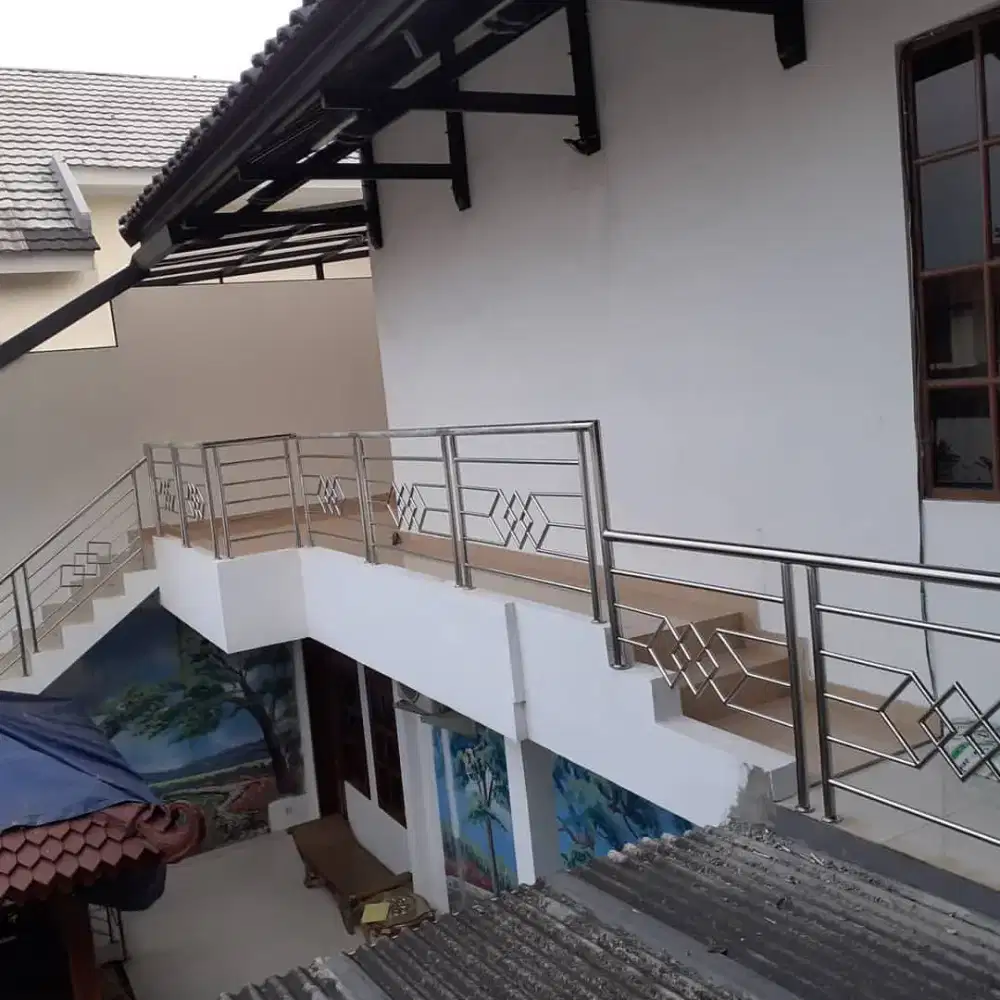 Railing tangga stainless balkon kanopi kaca solarflat alderon #02