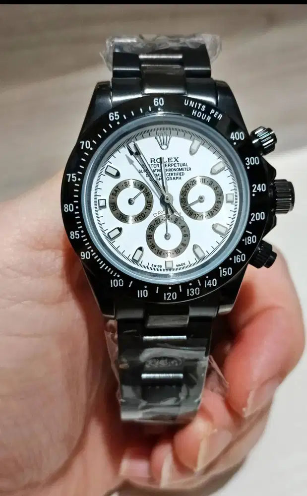 Jam Rolex Daytona black special edition crono aktif matic tanpa batt