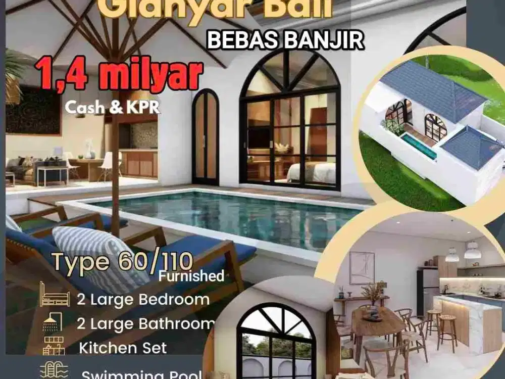 villa Baru jalan kaki ke Saba Beach Gianyar Bali
