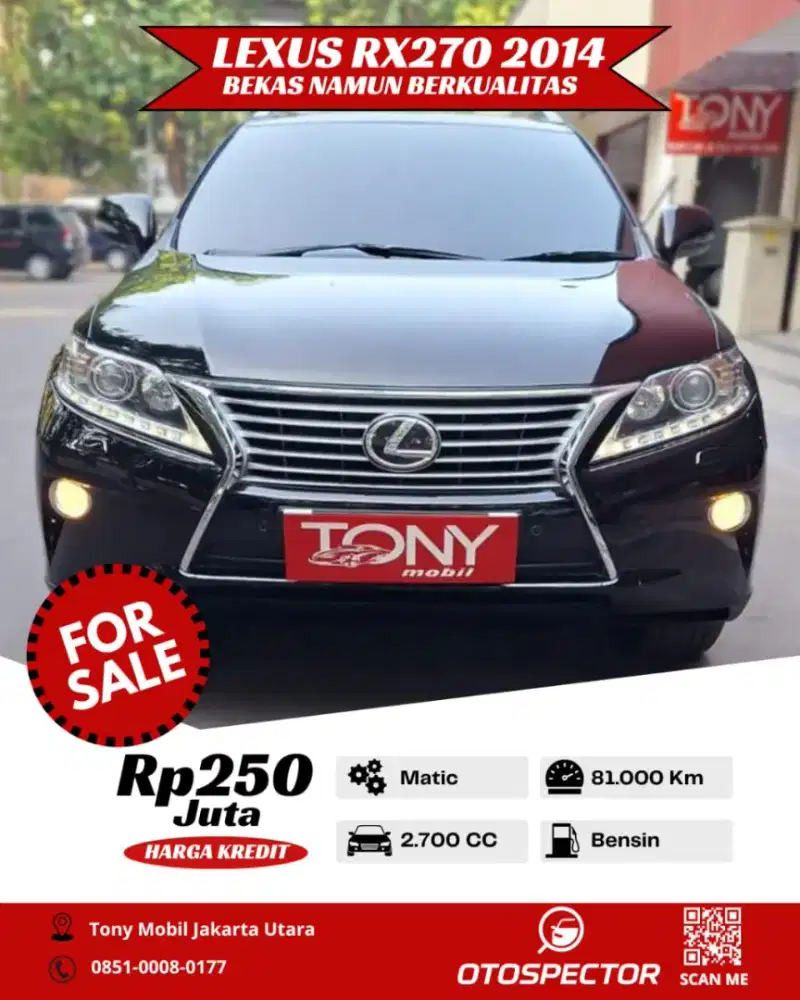 Sunroof Lexus RX 270 2.7 AT 2014 Hitam