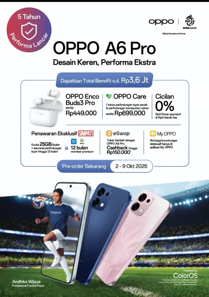 Pre-order Oppo A6 Pro bisa Kredit tanpa Dp