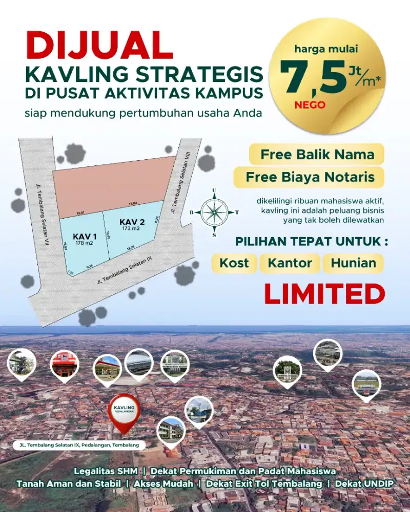 TANAH KAVLING RING SATU UNDIP TEMBALANG