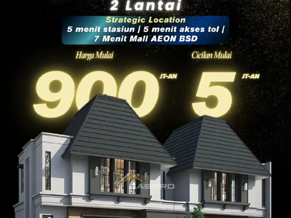 Rumah Cluster Murah 2 lantai Hanya Rp.900 Jutaan Di BSD Serpong