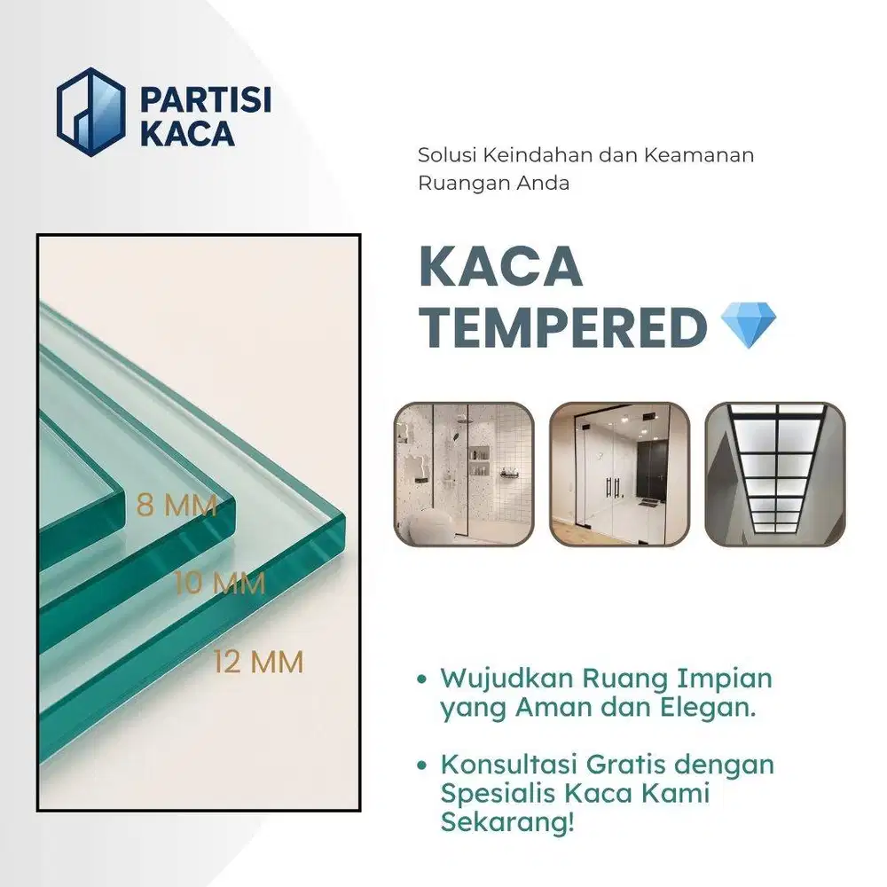 Kaca Tempered 8 mm untuk kebutuhan Partisi Kaca di Ruangan Anda