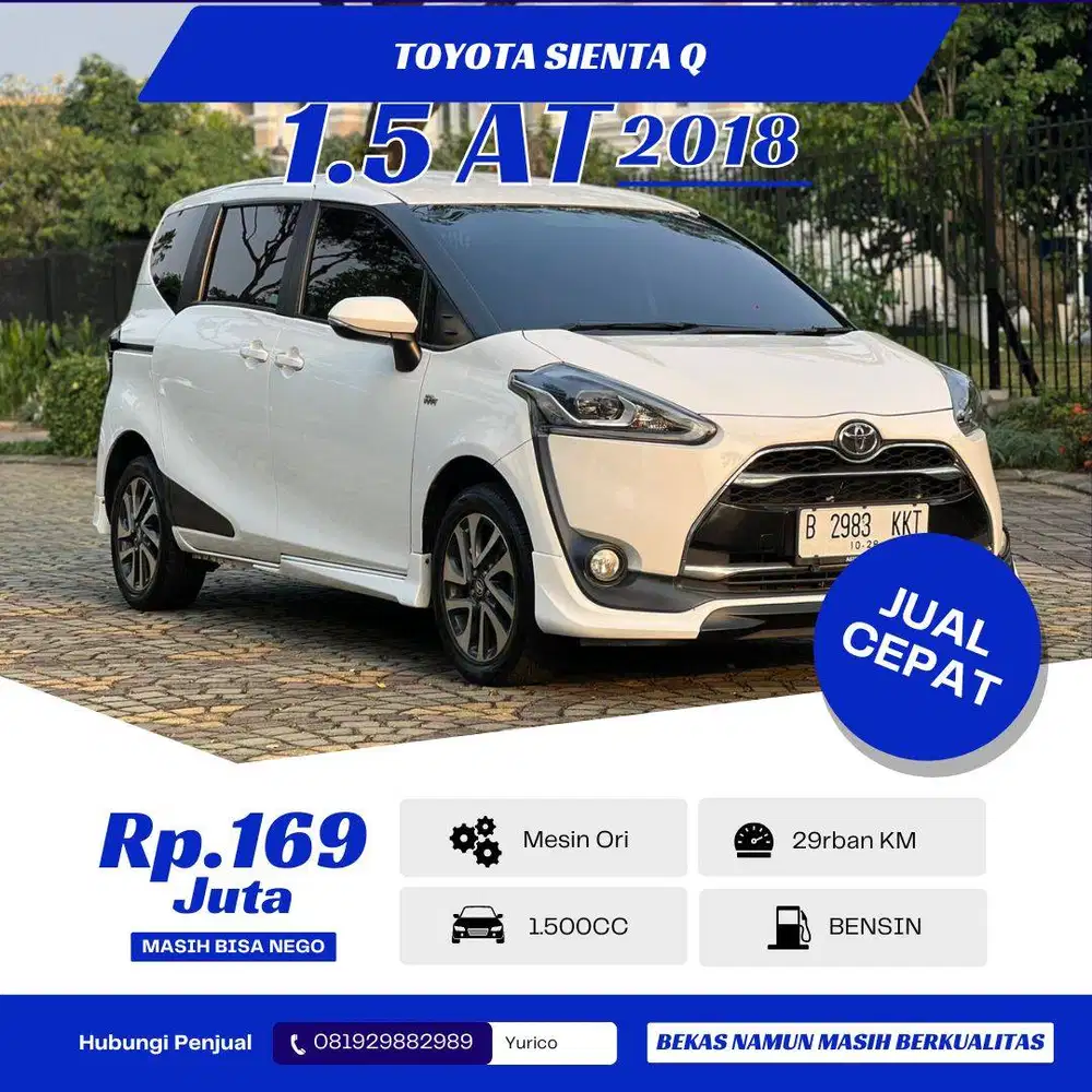 [KM 20rban] Toyota Sienta Q CVT 2018 Matic AT