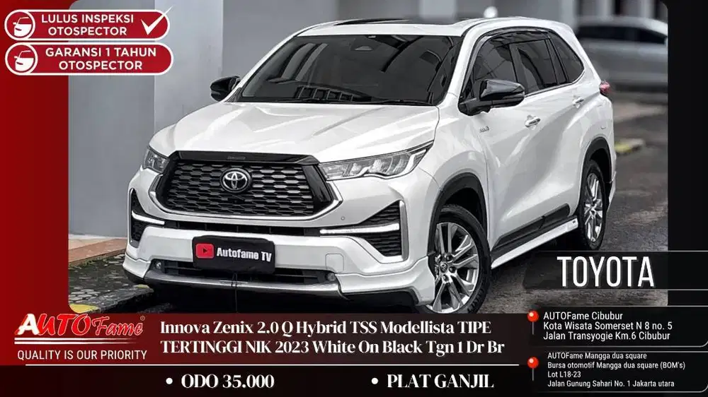 Toyota Innova Zenix 2.0 Q Hybrid TSS Modellista TIPE TERTINGGI 2023