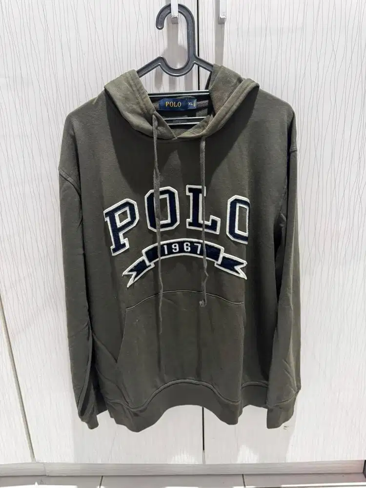 Jaket Hoodie Jumper Merk POLO Warna Hijau Army Size XL